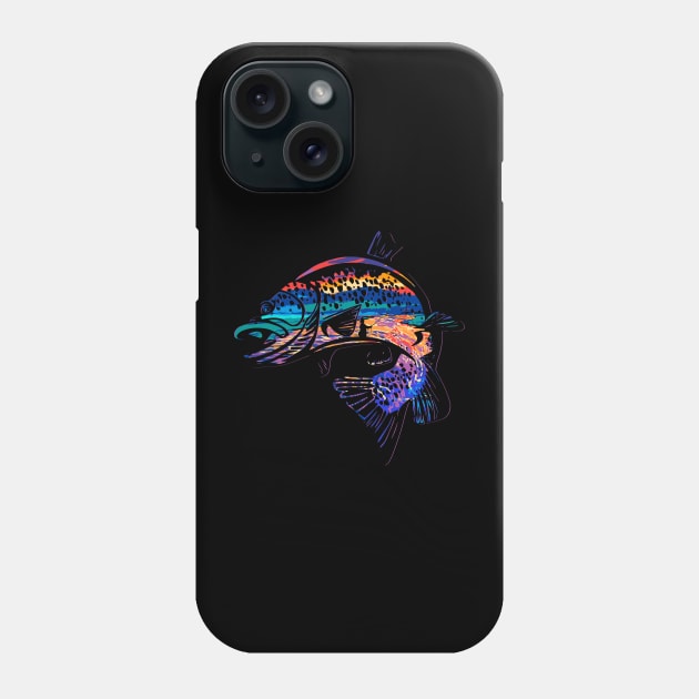 Mountain Trout Fly Fishing Silhouette Stream Sunset Mountain Stream Phone Case by TeeCreations