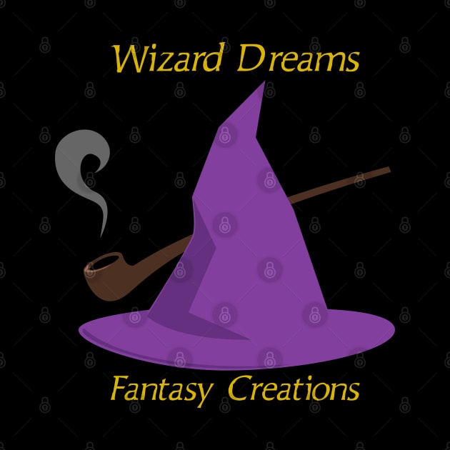 Wizard Dreams Fantasy Creations Wizard Hat Logo (Yellow Lettering) by WizardDreamsFantasyCreations