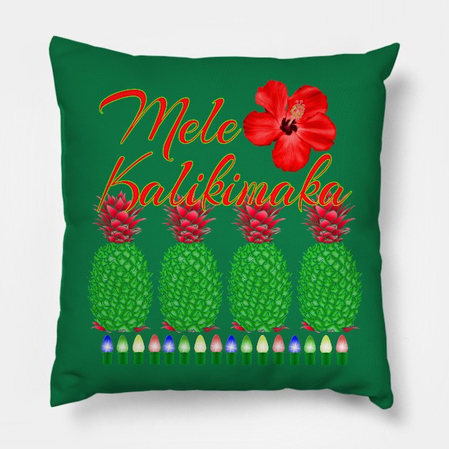 Mele Kalikimaka Xmas Holiday Pineapple Pillow by macdonaldcreativestudios