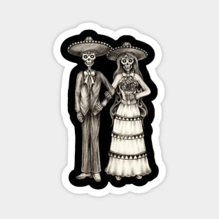 Sugar skull couple love wedding day of the dead. Magnet