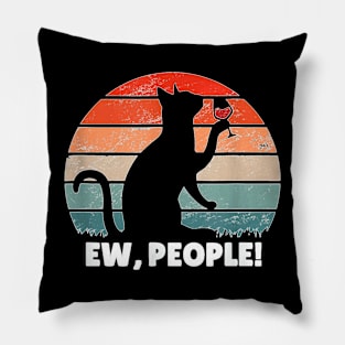 Funny Cat Drinking Wine Ew People! Pillow