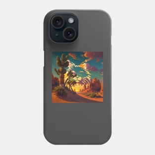 Hidden Cat in Desert Landscape Sunset Phone Case