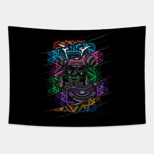 Samurai Mask Cut Tapestry