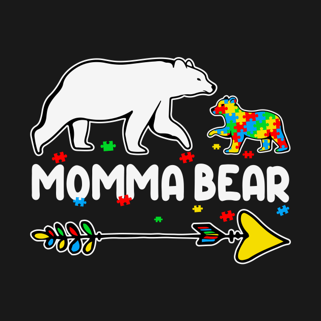 Momma Bear Autism Awareness Gift for Birthday, Mother's Day, Thanksgiving, Christmas by skstring