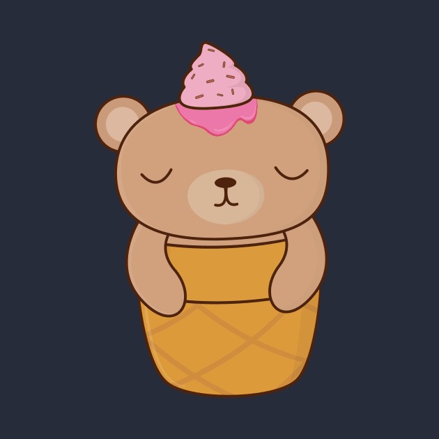 Cute Brown Bear Ice Cream T-Shirt by happinessinatee