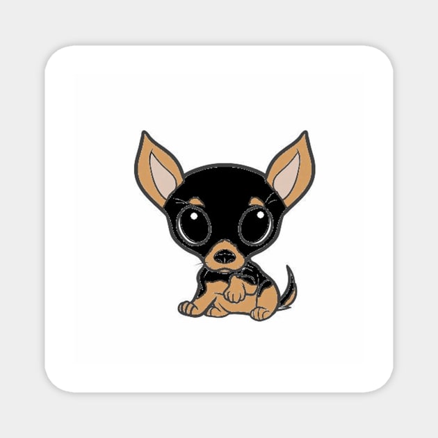 chihuahua black and tan cartoon Magnet by Wanderingangel