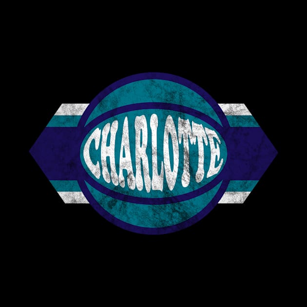 Charlotte Basketball retro and distressed ball and stripe by MulletHappens