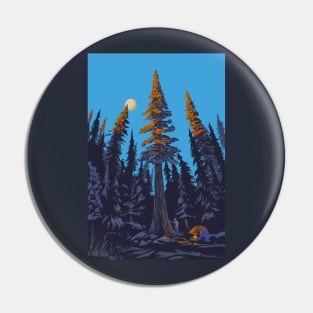 Giant Cedar Sunset Camping Poster Art Pin