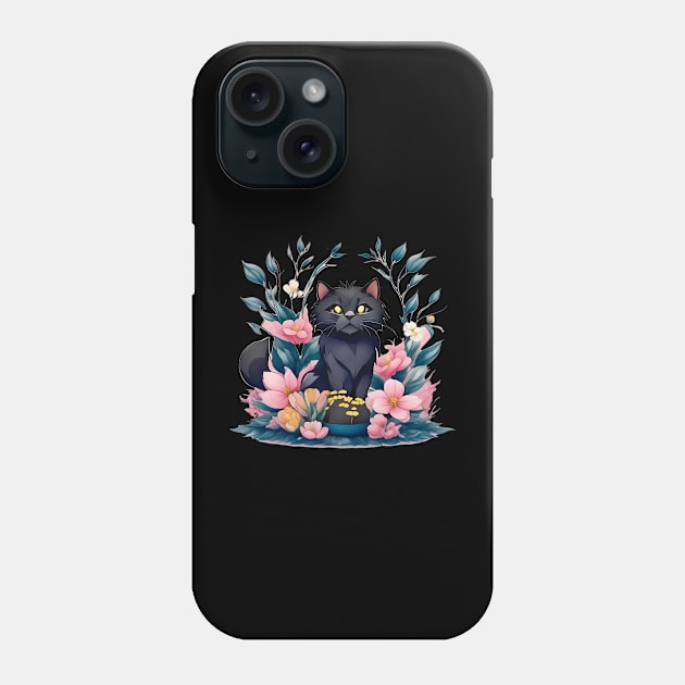 Cute Black Cat Watercolor Art Phone Case by ImaginativeInkPOD