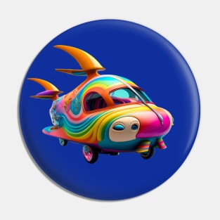 Fantasy Flying Car Funny Cute Rainbow Design for Kids Pin