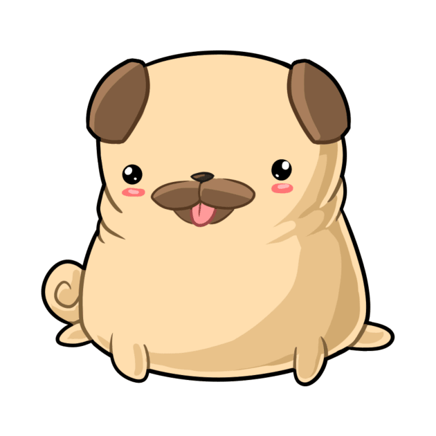 Kawaii pug dog sitting by Japanese Designs