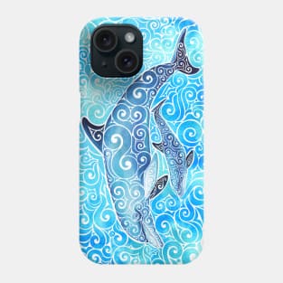 Swirly Dolphin Family Phone Case