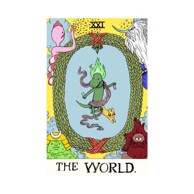 Elementals as The World tarot by sadnettles