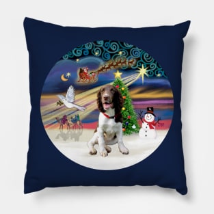 "Christmas Magic" with a Liver and White English Springer Spaniel Pillow