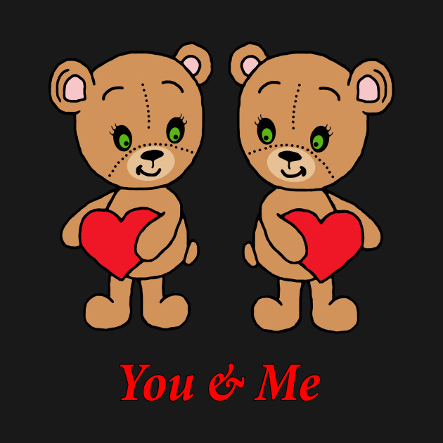 You & Me! Cute baby bears with hearts by MarionsArt