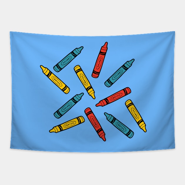 Crayons Blue Pattern Tapestry by evannave