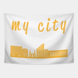yellow My city t shirt Tapestry