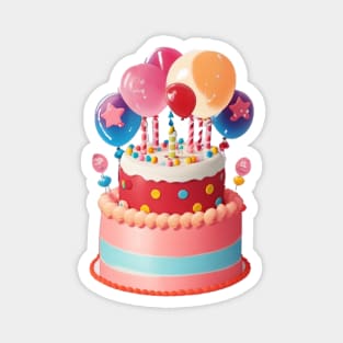 cake, candles and balloons Magnet