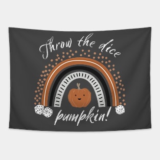 Bunco Halloween Throw the Dice Pumpkin Boho Bunco Rainbow Tapestry