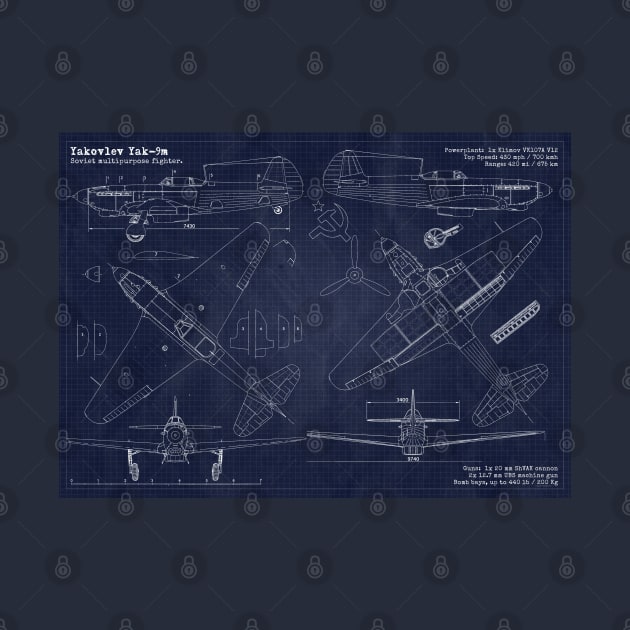 Yakovlev Yak9m URSS Blueprint by Aircraft.Lover