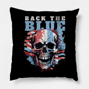 Thin Blue Line USA Skull Flag Pillow