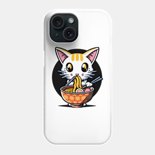 Cute cat eating ramen Phone Case