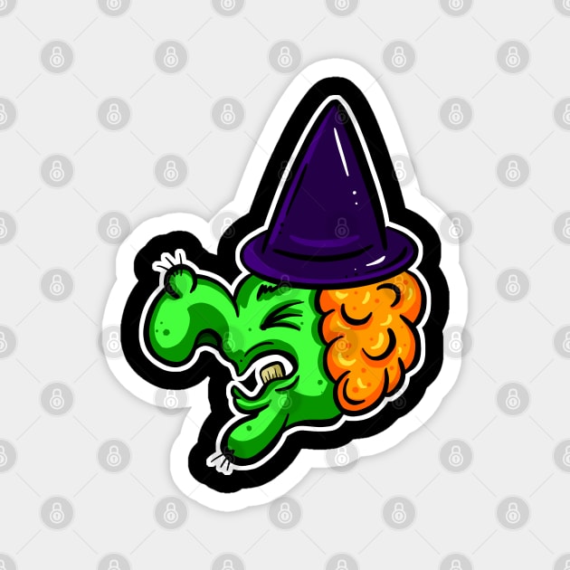 Halloween Green Witch Cartoon Wart Magnet by Squeeb Creative