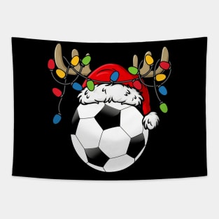 Soccer Santa Hat Snowman Christmas Lights Funny Xmas Squad Tapestry