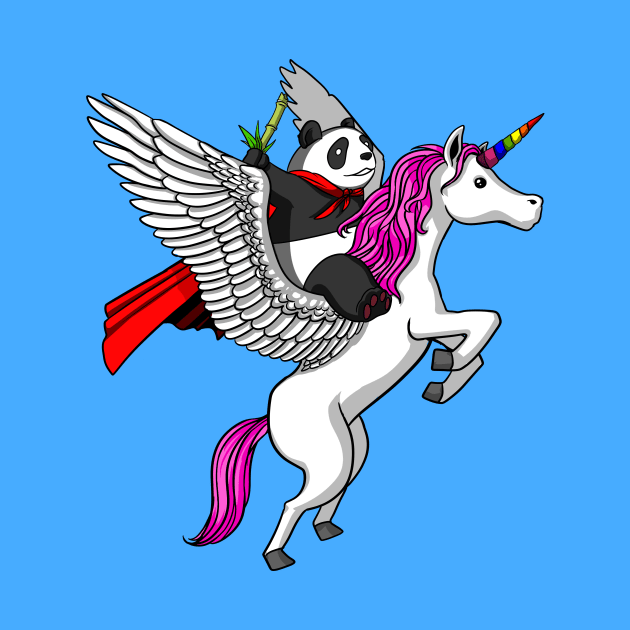 Panda Bear Riding Magical Unicorn by underheaven