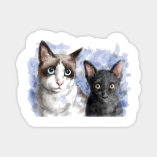 Cat pet portrait watercolor painting Magnet