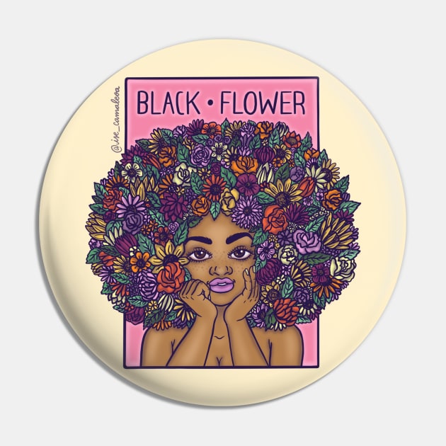 Black Flower Pin by @isedrawing