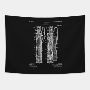 Golf Bag Patent - Caddy Art - Black Chalkboard Tapestry