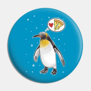 Hungry penguin dreaming about pizza with anchovies Pin