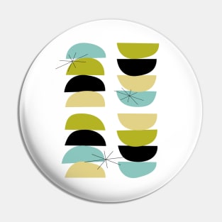 Turquoise Yellow Green Black Scandinavian Half Circles Pin