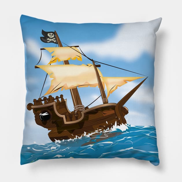 Old Pirate Ship Pillow by nickemporium1