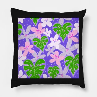 Monstera hearts and tropical florals Pillow