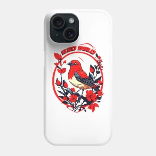 Red Bird and Flowers Design Phone Case