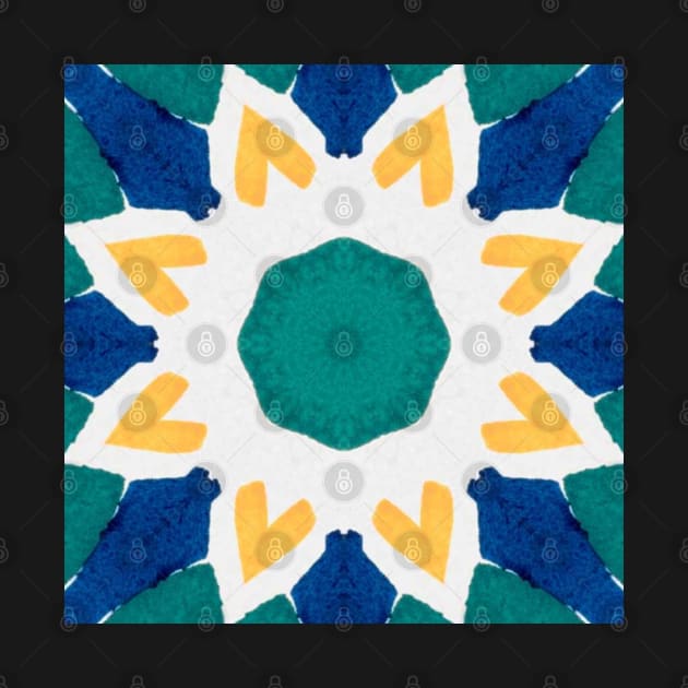 Yellow, green and blue star pattern by ikshvaku