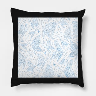 Paisley butterflies white-blue Pillow