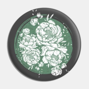 Distressed Green Flowers Pin