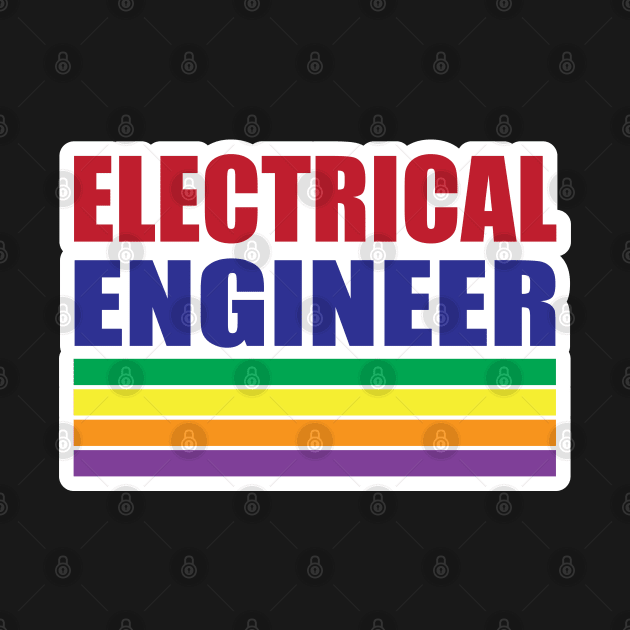 Electrical engineer Typography with Rainbow Strips Design by ArtoBagsPlus