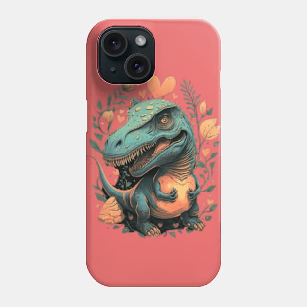 cute floral dinosaur gift ideas, dinosaur tees, dinosaur stickers Phone Case by WeLoveAnimals