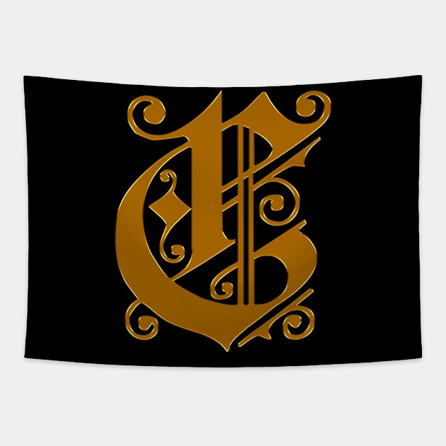 Golden Letter C Tapestry by The Black Panther
