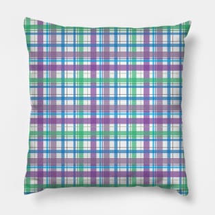 Small Print Purple, Blue, Green Plaid Pillow