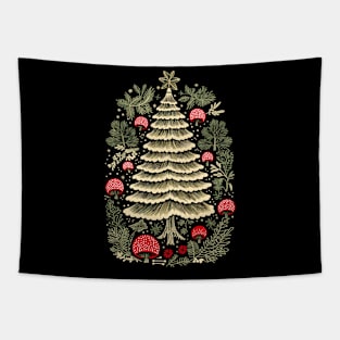 Christmas tree surrounded by mushrooms Tapestry