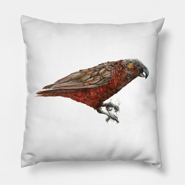 Mr Kaka, New Zealand native parrot Pillow by EmilieGeant