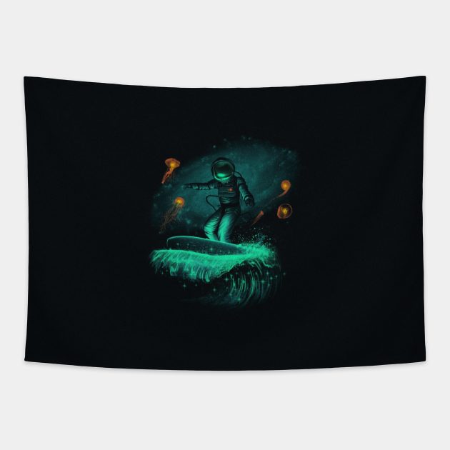 Space night surfer Tapestry by buco