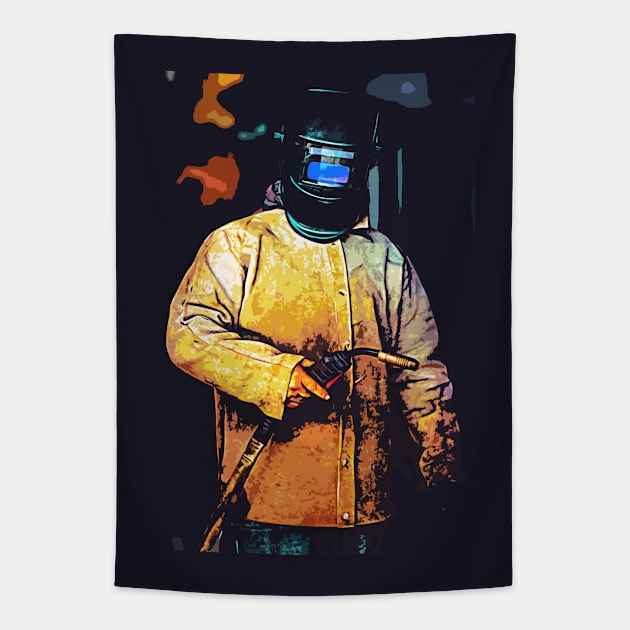 Welder por art style illustration Tapestry by KondeHipe