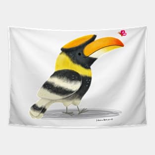 Greater Hornbill bird with a butterfly Tapestry