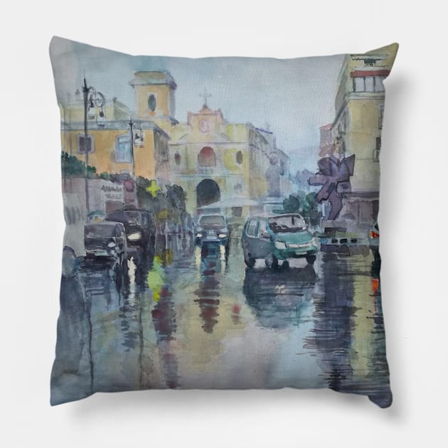 Piazza Tasso 2018 Pillow by giovannivescera